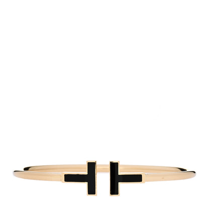Tiffany 18K Yellow Gold Black Onyx T Wire Bracelet 1 of 4