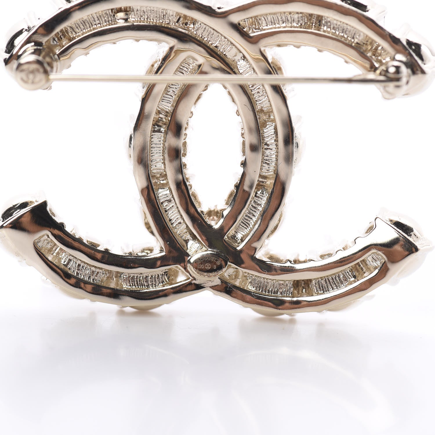 Chanel Crystal Pearl CC Dazzling Domino Brooch Gold 3 of 3