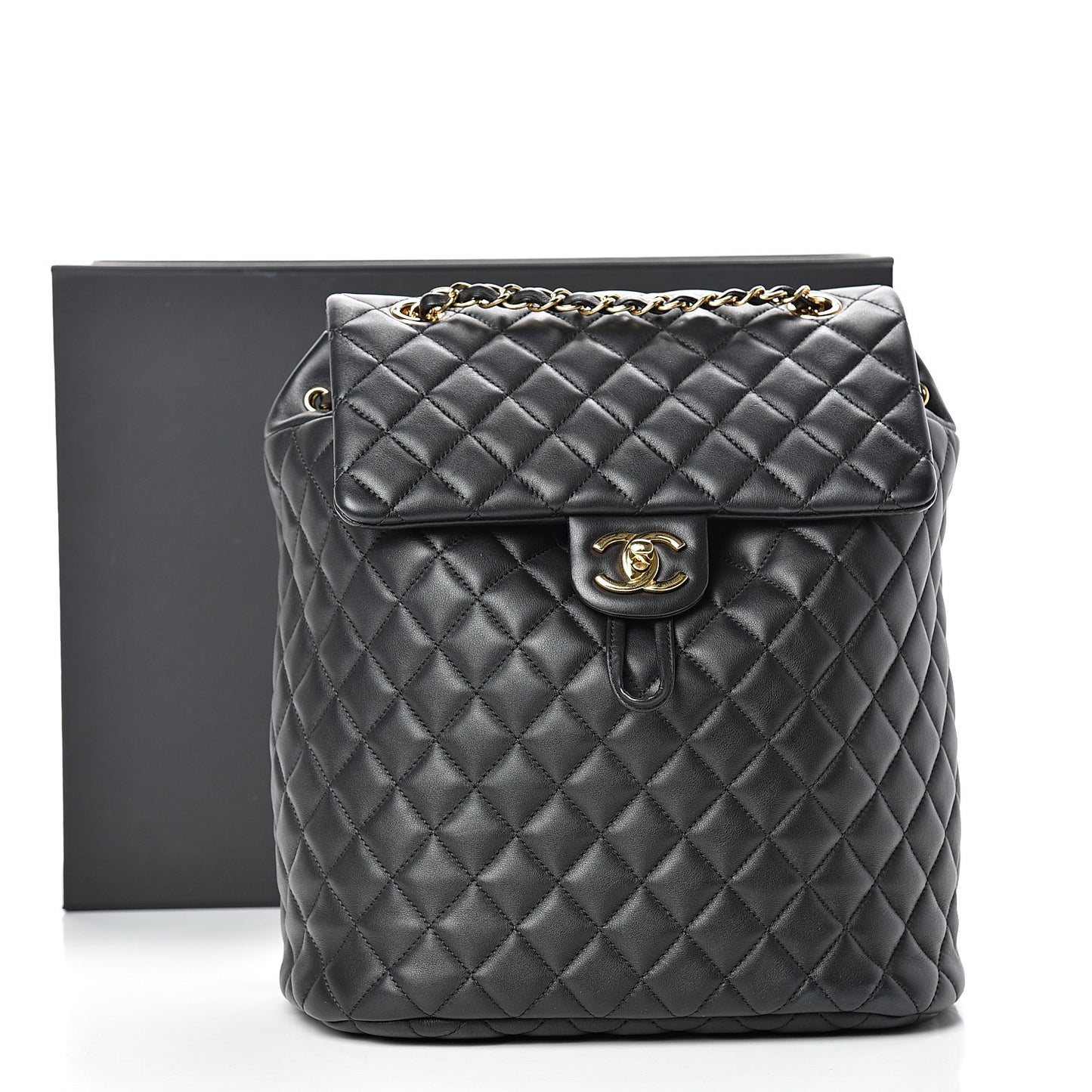 Calfskin Quilted Large Urban Spirit Backpack Black