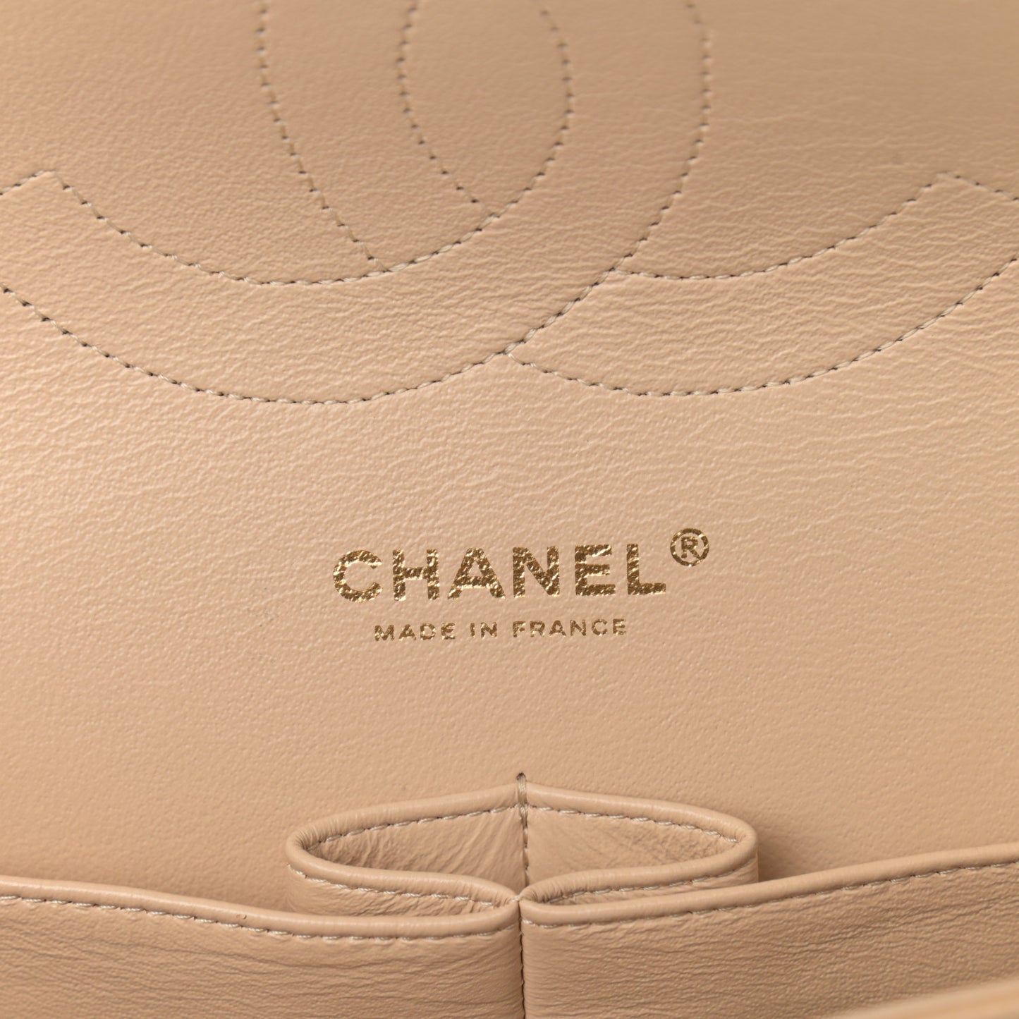 Caviar Quilted Jumbo Double Flap Beige