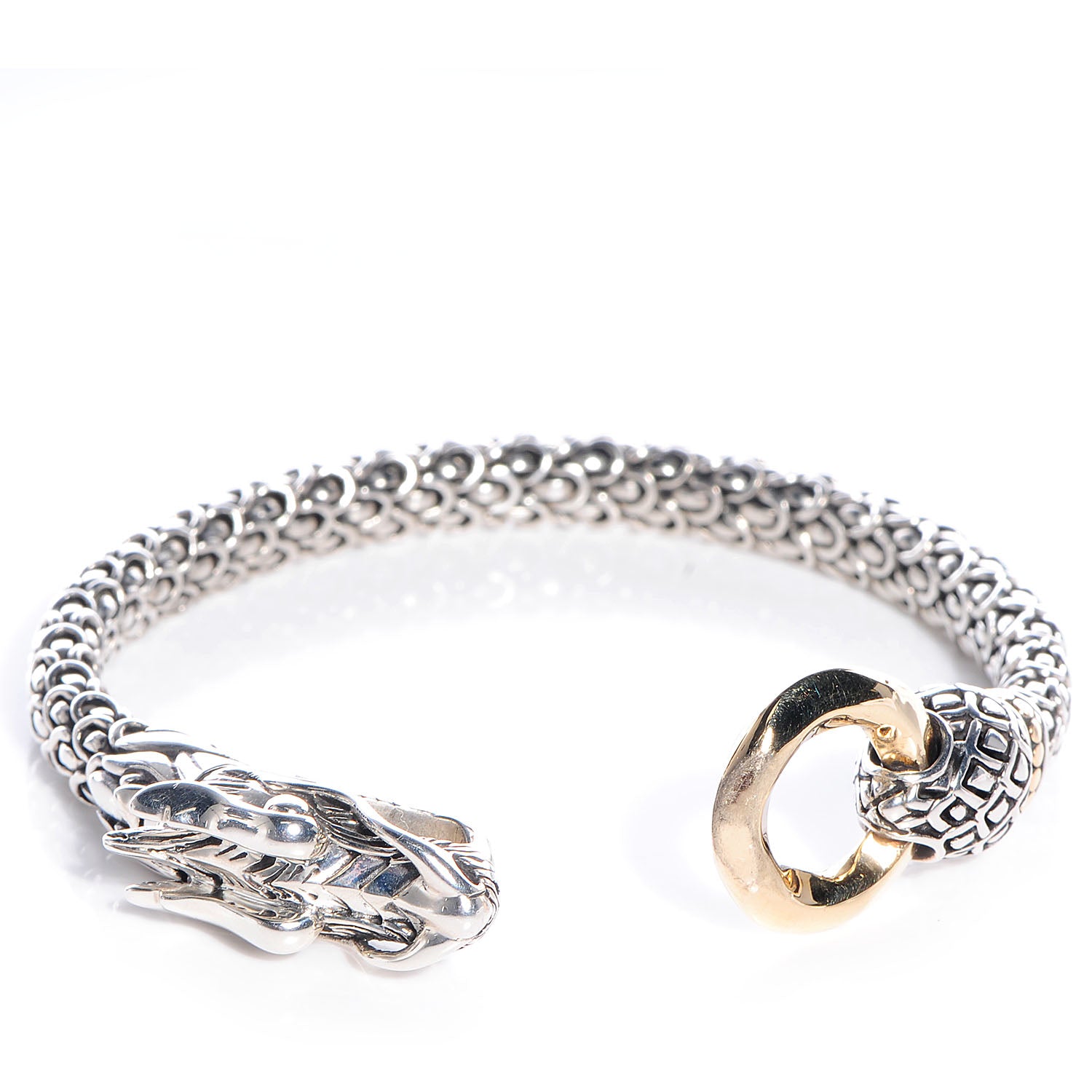 John Hardy Sterling Silver 18K Yellow Gold 6mm Naga Dragon Bracelet 3 of 7