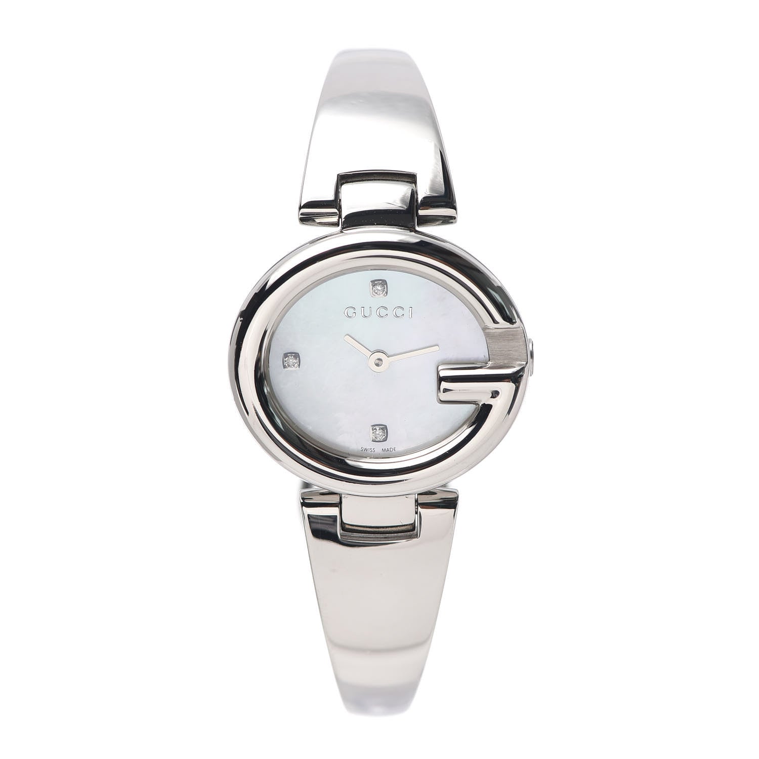 Gucci Stainless Steel Diamond Mother of Pearl 27mm Guccissima Quartz Watch 1 of 5