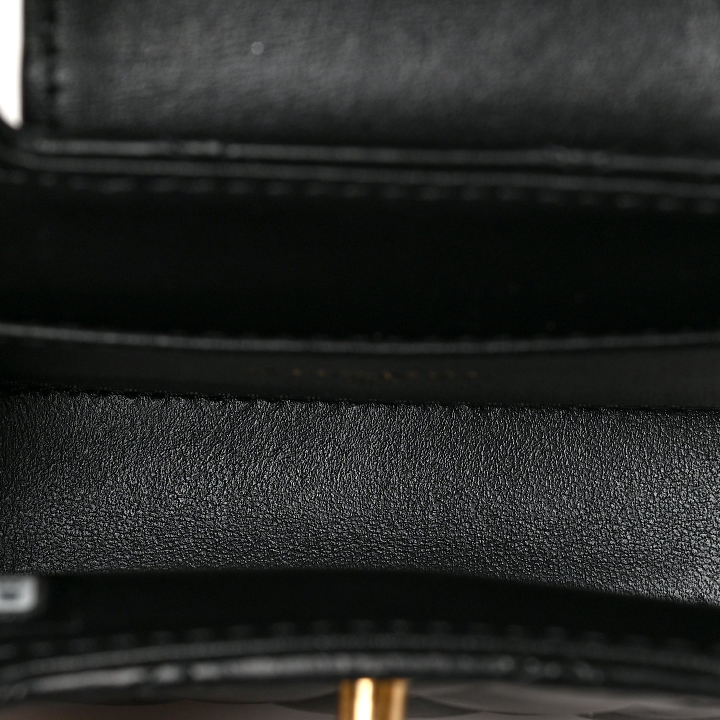 Shiny Aged Calfskin Quilted Mini Nano Kelly Shopper Black