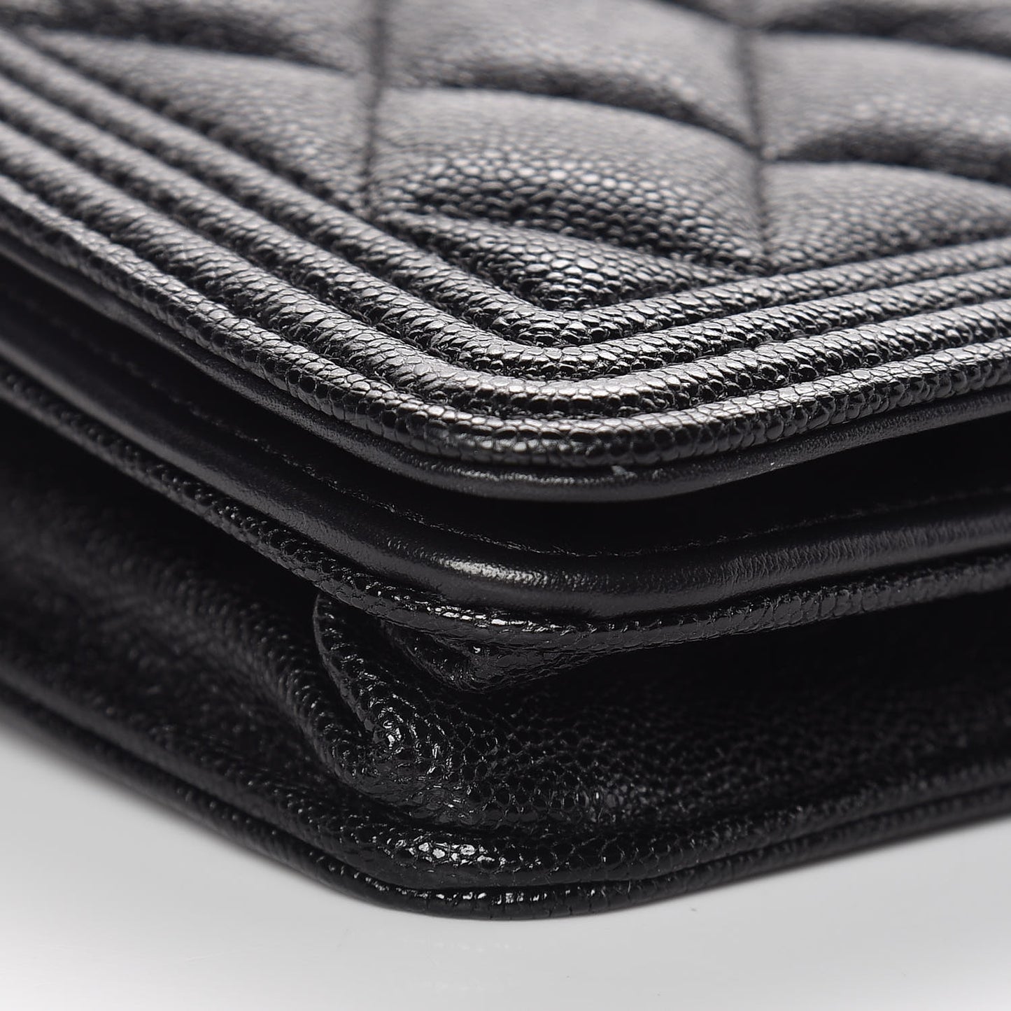Caviar Quilted Boy Wallet On Chain WOC Black
