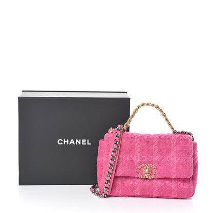 Chanel Tweed Quilted Medium 19 Flap Pink 11 of 11