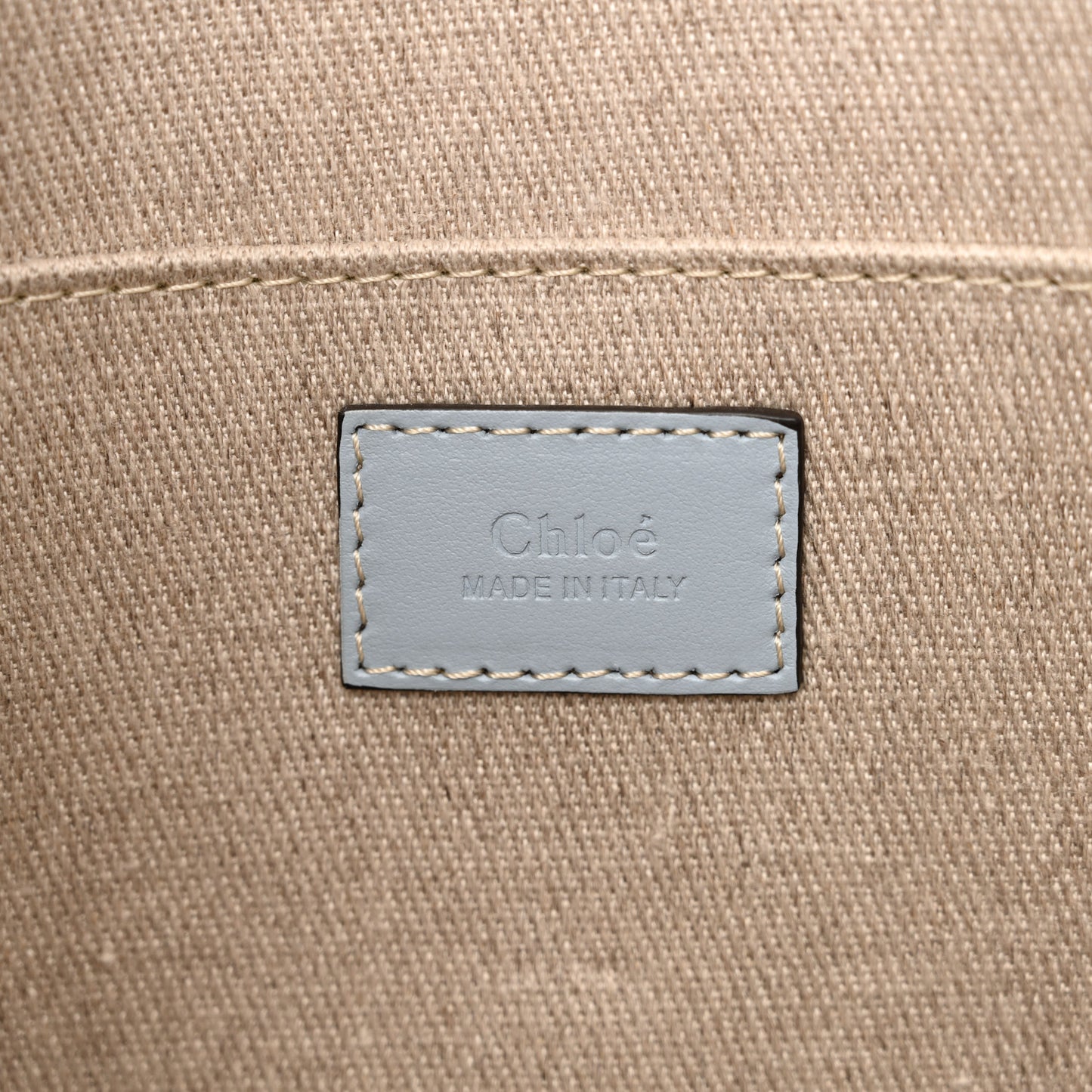 Linen Calfskin Medium Woody Ribbon Tote White Light Blue