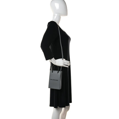 Balenciaga Squared Calfskin Logo Shopping Phone Holder Bag Balenciaga Grey 2 of 9