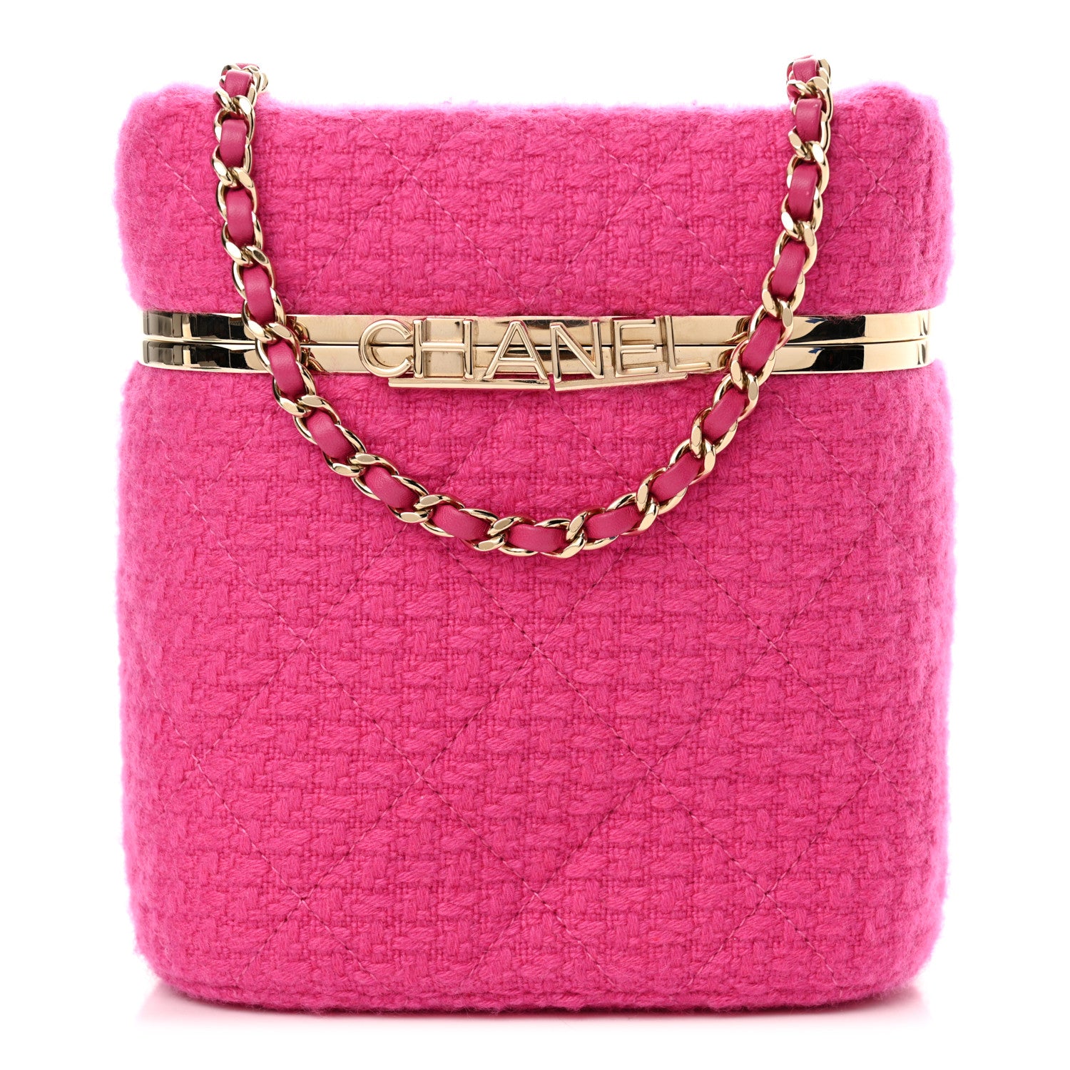 Chanel Tweed Quilted Vanity Case Fuchsia 1 of 10