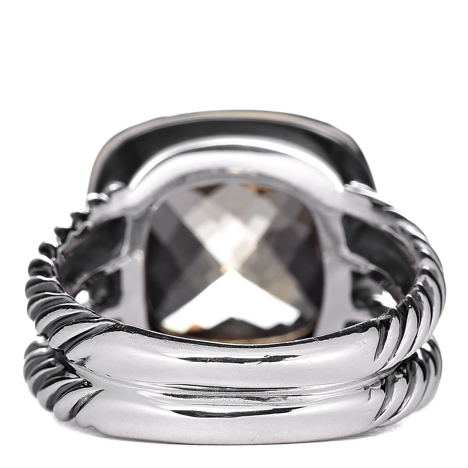 David Yurman Sterling Silver 18K Yellow Gold Diamond Lemon Quartz 11mm Albion Ring 54 7 4 of 6