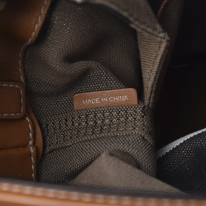 Burberry Canvas Mega Check Medium Ashby Hobo Saddle Brown 6 of 10