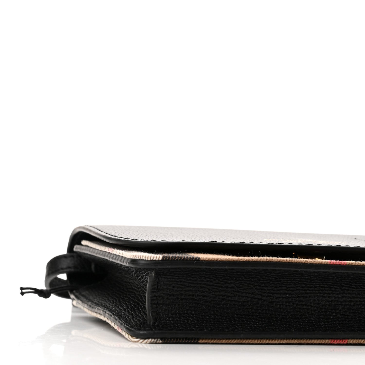 Burberry Grained Calfskin House Check Tartan Mix Hampshire Wallet On Chain Black 9 of 11