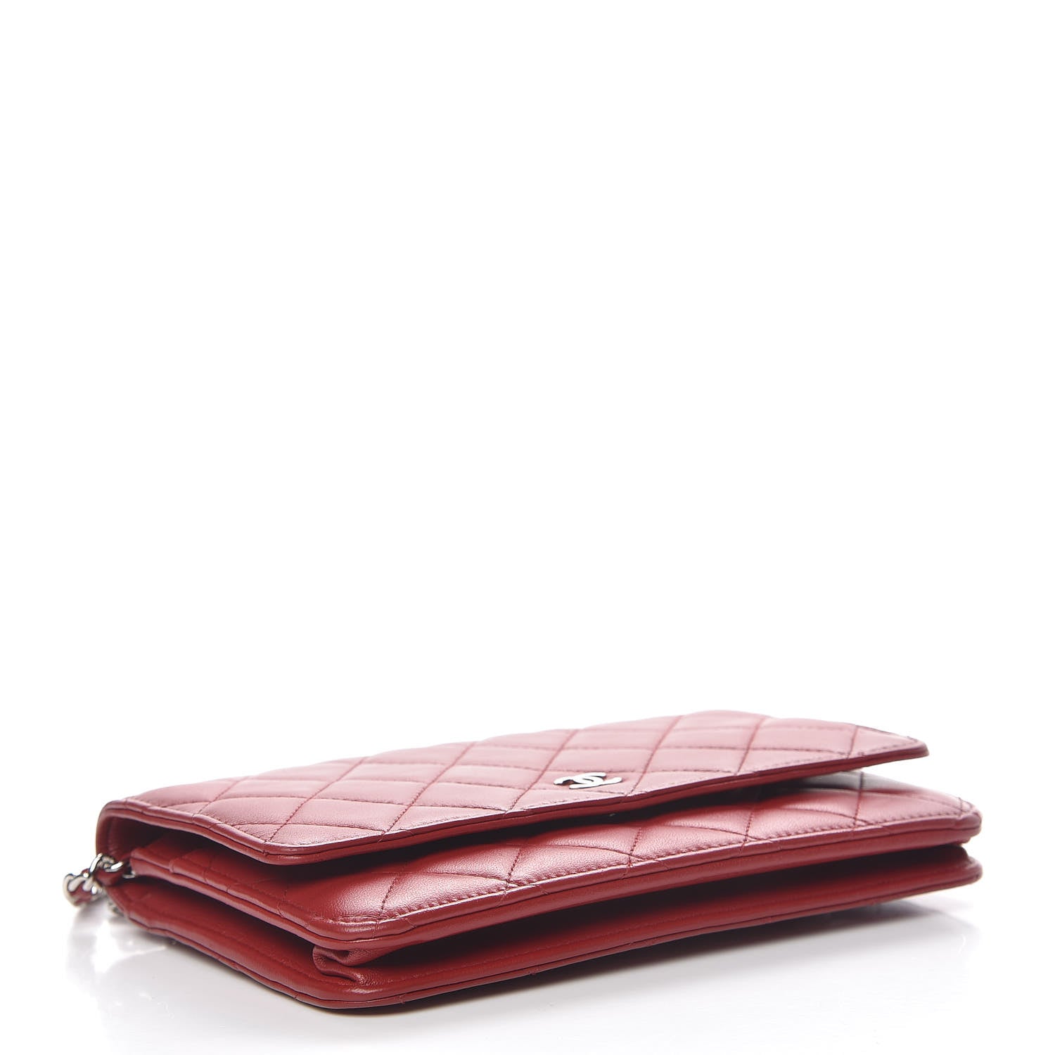 Chanel Lambskin Quilted Wallet On Chain WOC Red 4 of 12
