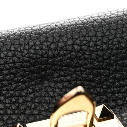 Valentino Garavani Pebbled Calfskin Rockstud Single Handle Flap Bag Black 11 of 11
