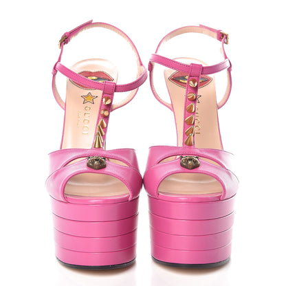 Gucci Malaga Kid Angel T-Strap Platform High Heel Sandals 38 Rododendro 2 of 8