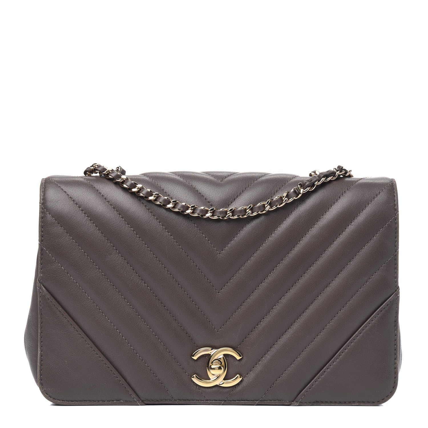 Chanel Calfskin Chevron Quilted Small Statement Flap Khaki 1 of 20