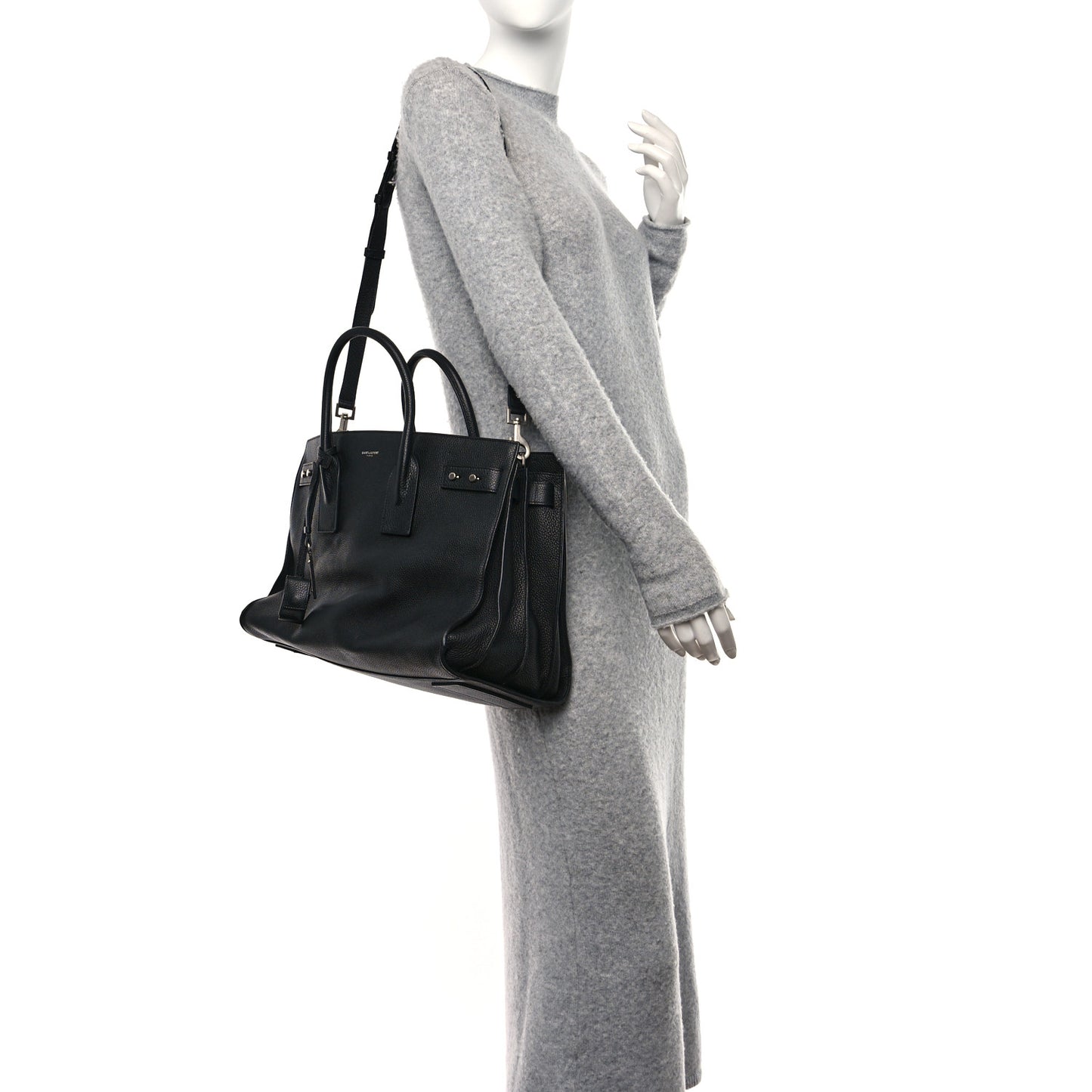 Grained Calfskin Medium Souple Sac De Jour Black