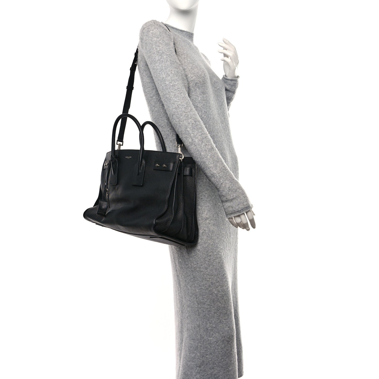 Saint Laurent Grained Calfskin Medium Souple Sac De Jour Black 2 of 12