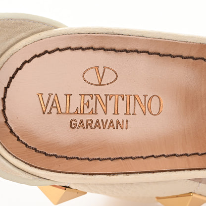 Valentino Garavani Grained Calfskin Roman Stud Ankle Strap 75mm Sandals 40 Light Ivory 8 of 11