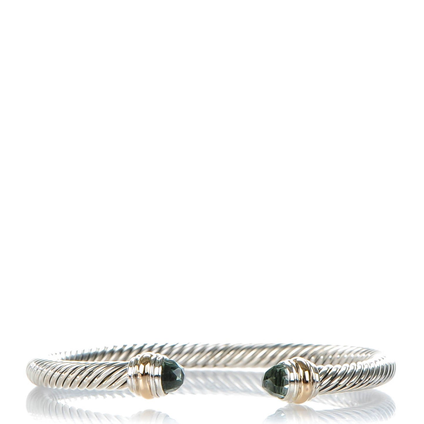 Sterling Silver 14K Yellow Gold Prasiolite 5mm Cable Classics Bracelet
