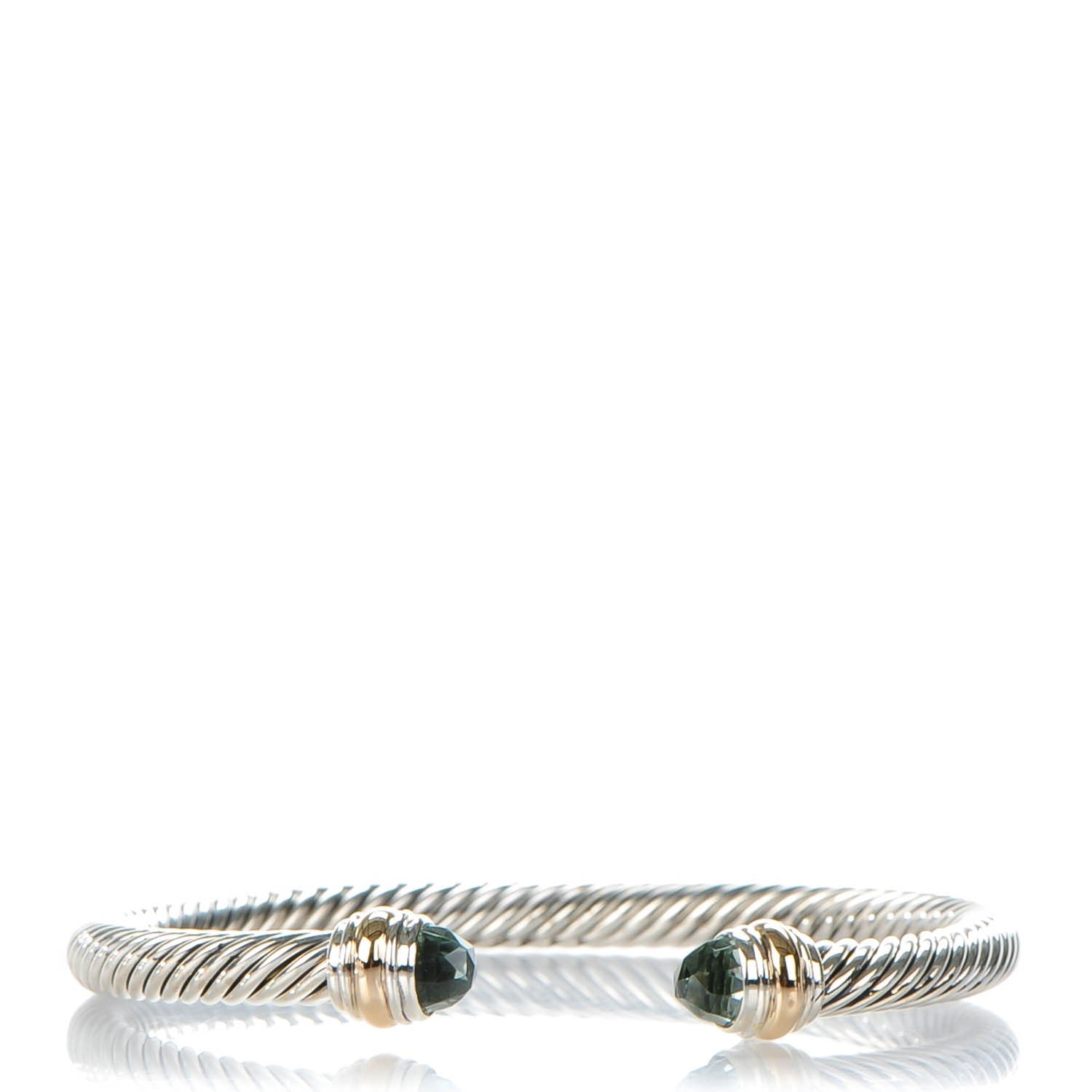 David Yurman Sterling Silver 14K Yellow Gold Prasiolite 5mm Cable Classics Bracelet 1 of 6