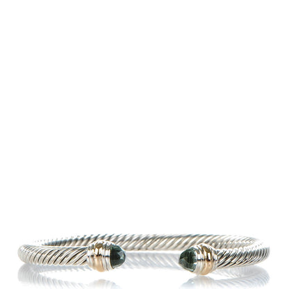 David Yurman Sterling Silver 14K Yellow Gold Prasiolite 5mm Cable Classics Bracelet 1 of 6