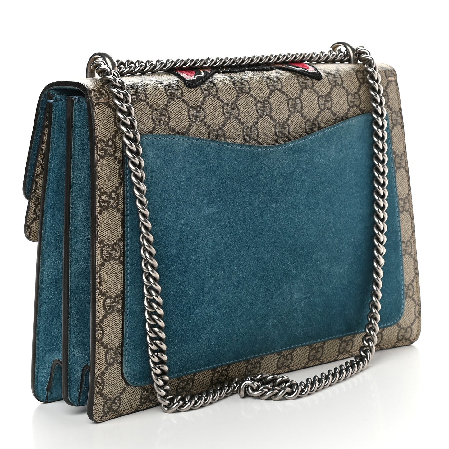 GG Supreme Monogram Angry Cat Embroidered Medium Dionysus Shoulder Bag Beige Ultramarine