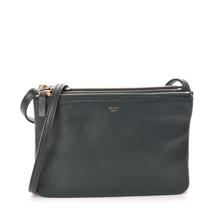 Celine Lambskin Small Trio Crossbody Bag Dark Green 1 of 11