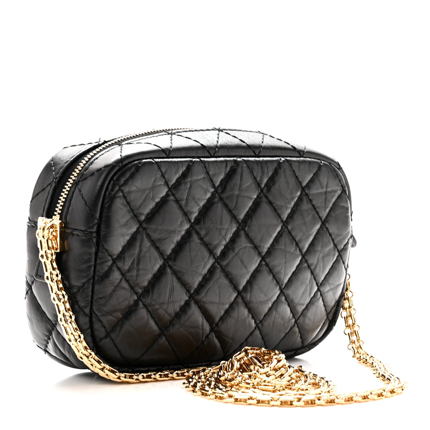 Aged Calfskin Quilted Mini Reissue Camera Case Black