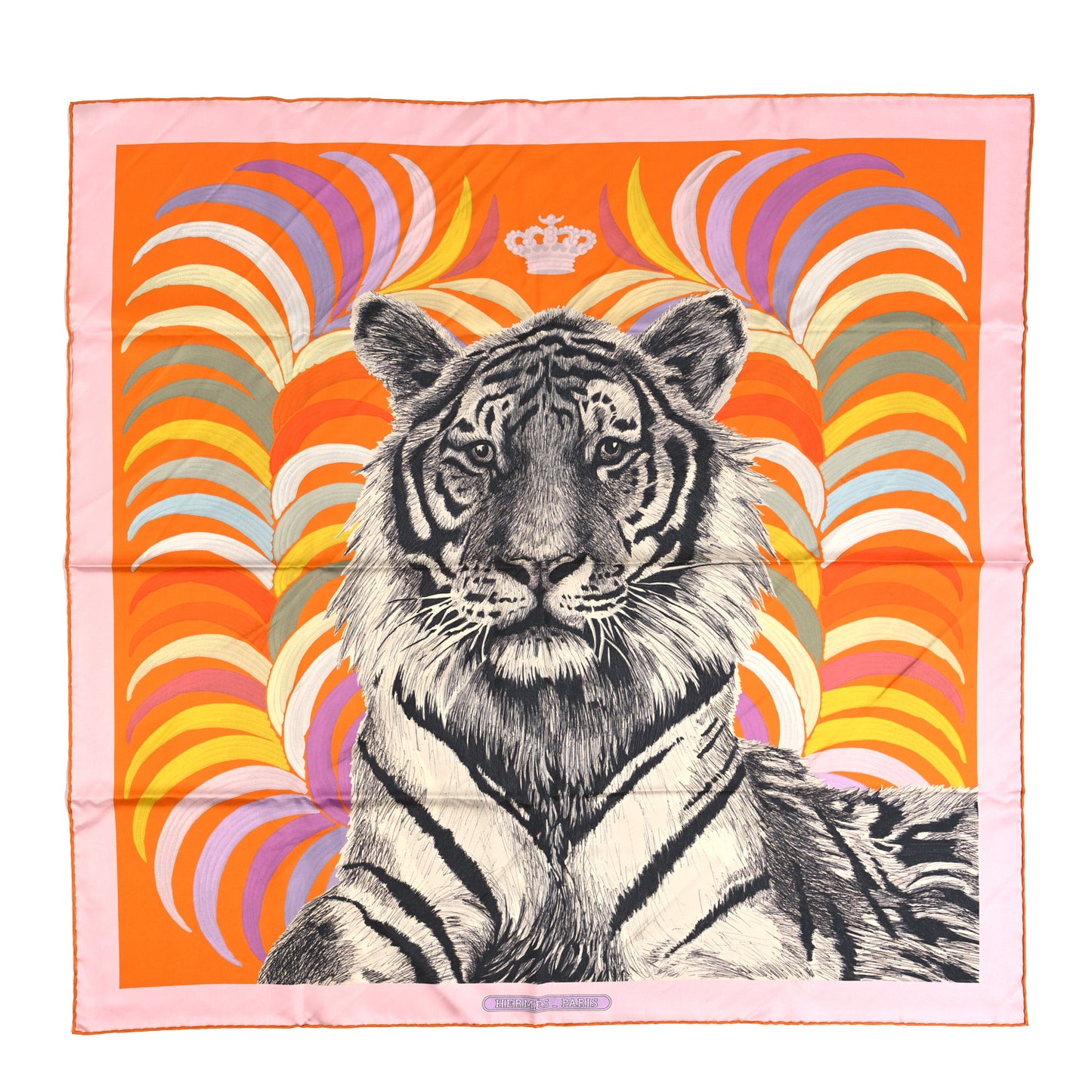Silk Tiger Royal Double Face Scarf 90 Orange Rose Anthracite