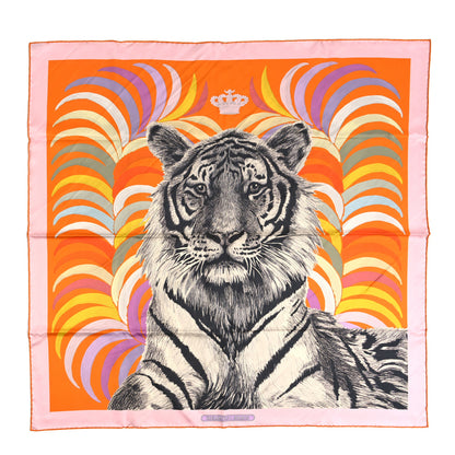 Hermes Silk Tiger Royal Double Face Scarf 90 Orange Rose Anthracite 1 of 4