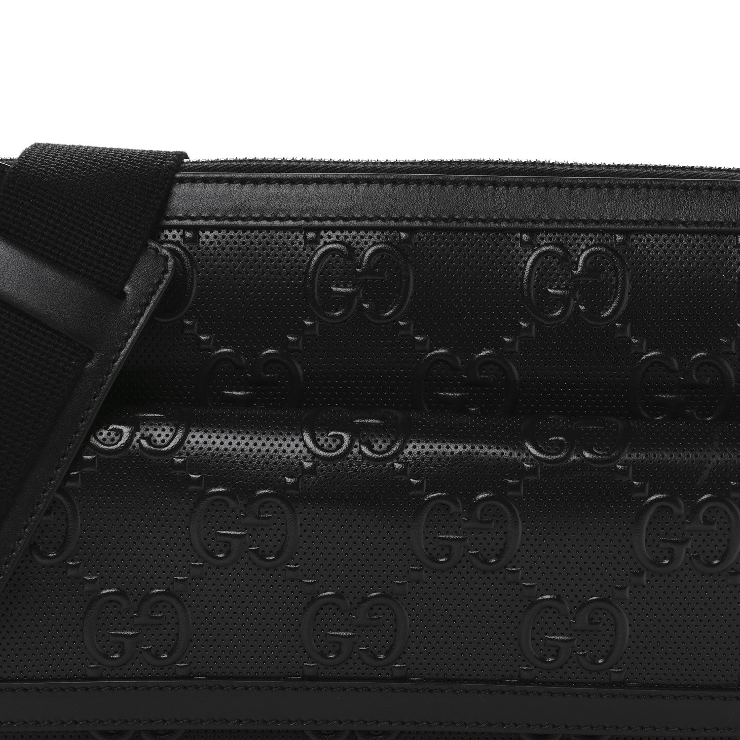 Gucci Calfskin GG Tennis Embossed Shoulder Bag Black 8 of 11