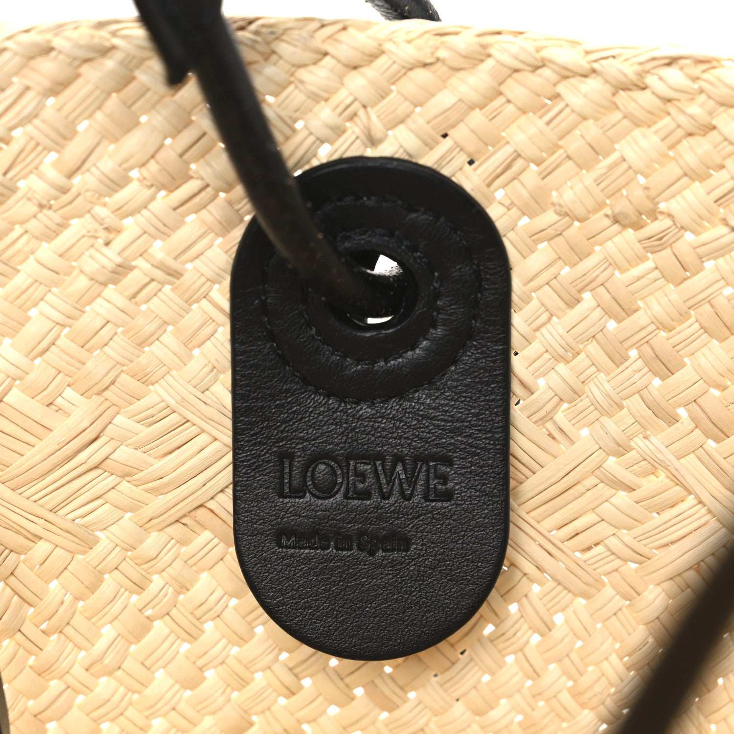 Loewe Calfskin Raffia Paulas Ibiza Medium Anagram Basket Tote Bag Natural Black 6 of 11