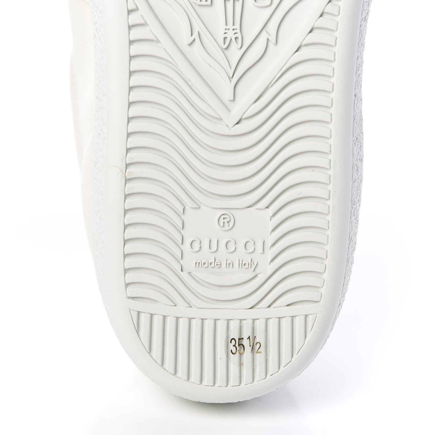 Gucci Calfskin Stripe Womens New Ace Sneakers 35.5 New Mystic White Ecru Red Flame 8 of 10