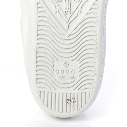 Gucci Calfskin Stripe Womens New Ace Sneakers 35.5 New Mystic White Ecru Red Flame 8 of 10