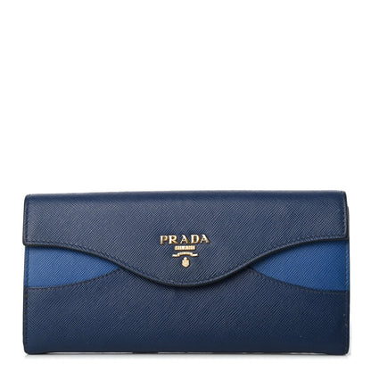 Prada Saffiano Bi-Color Envelope Wallet Bluette Azzurro 2 of 8