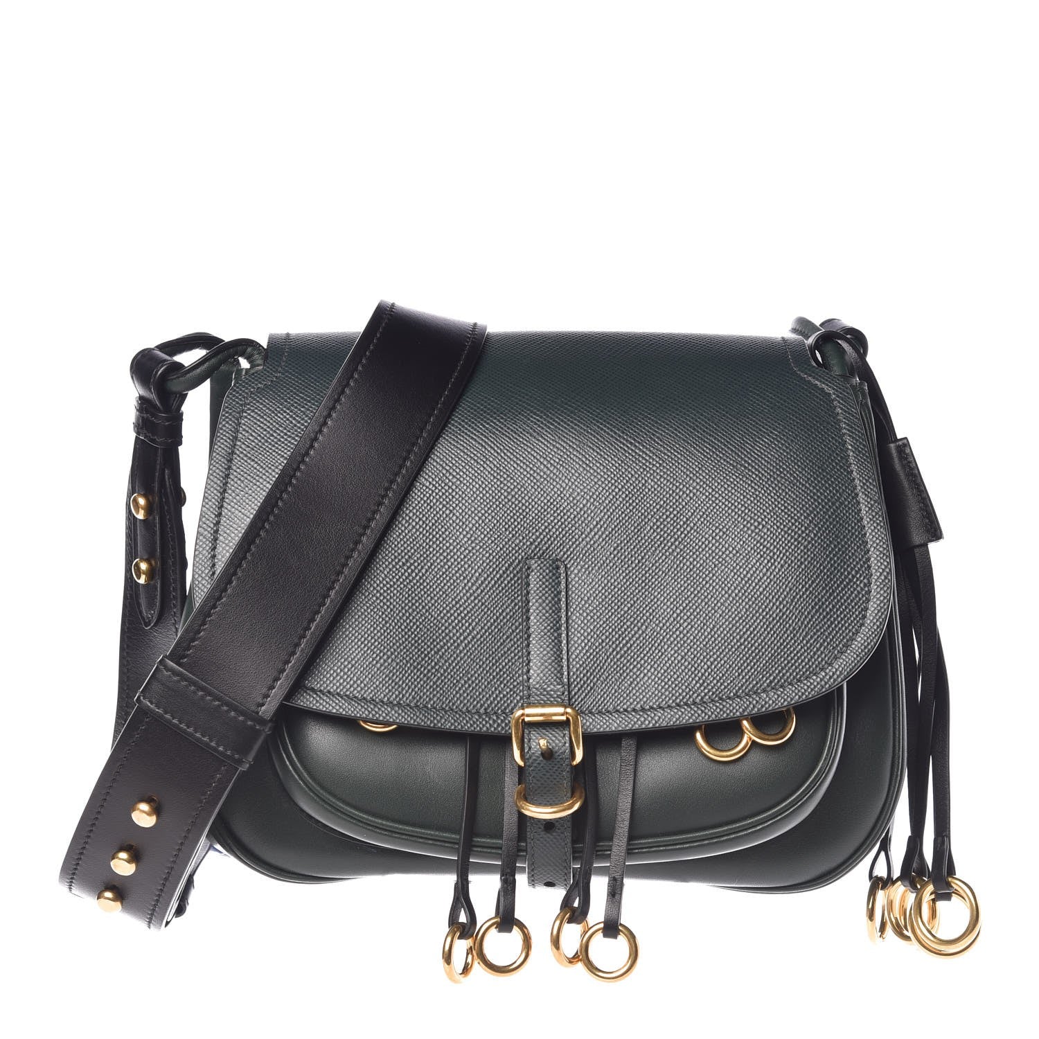 Prada Saffiano Cuir Calf Corsaire Bag Smeraldo Black 1 of 10