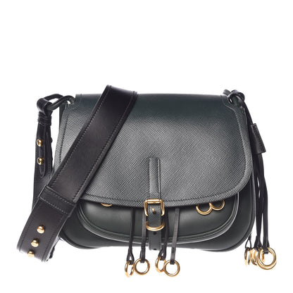Prada Saffiano Cuir Calf Corsaire Bag Smeraldo Black 1 of 10