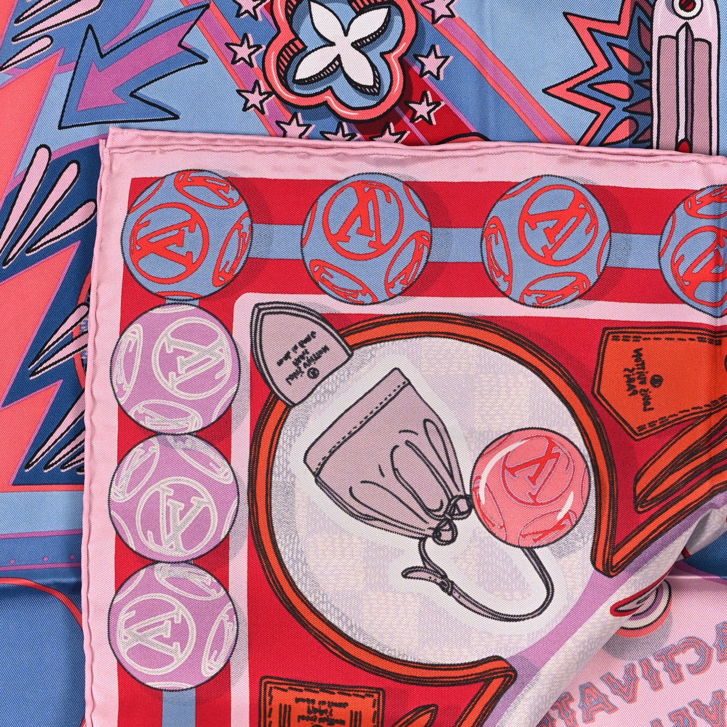Silk Damier Carre Pinball Square Scarf Magenta