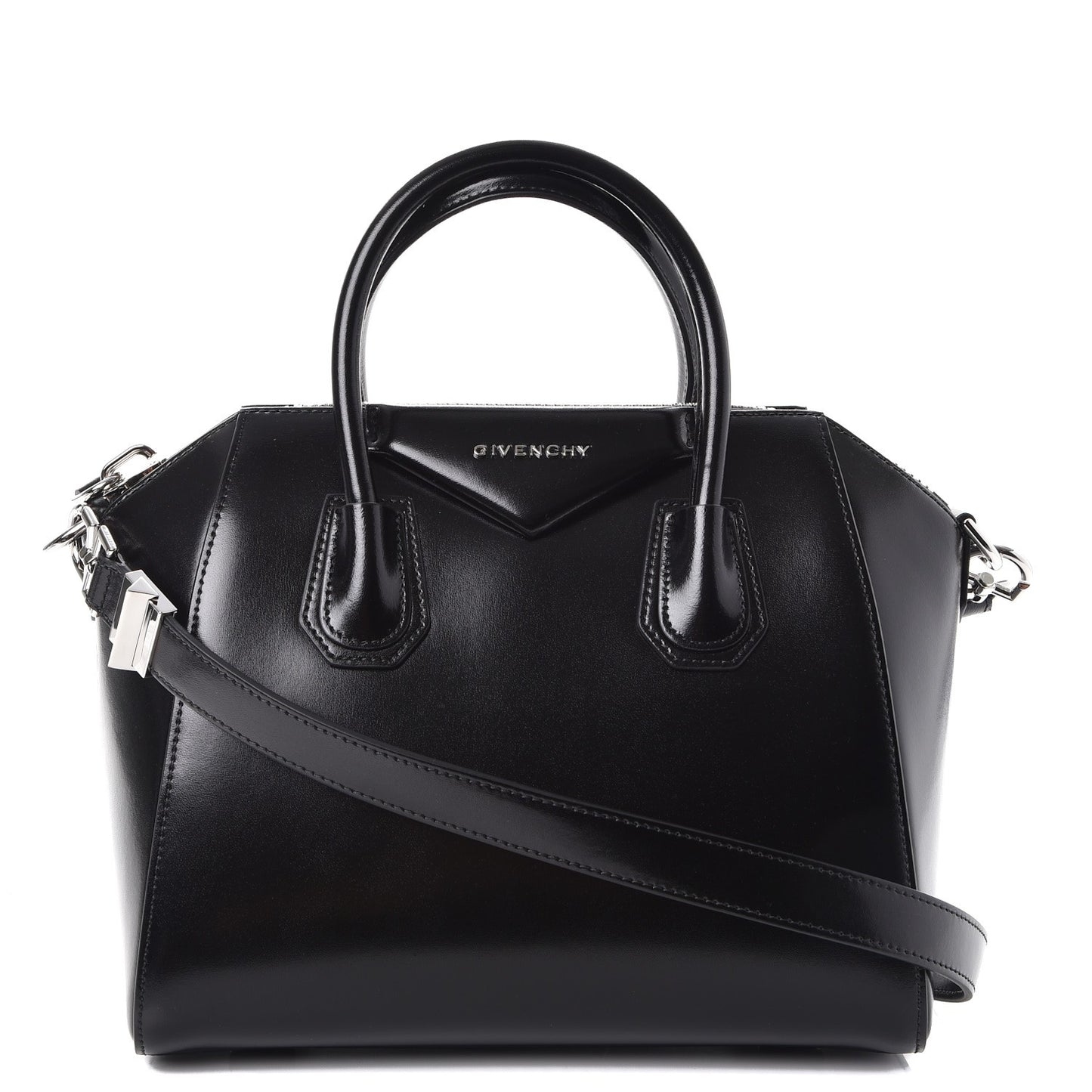 Shiny Lord Calfskin Small Antigona Black