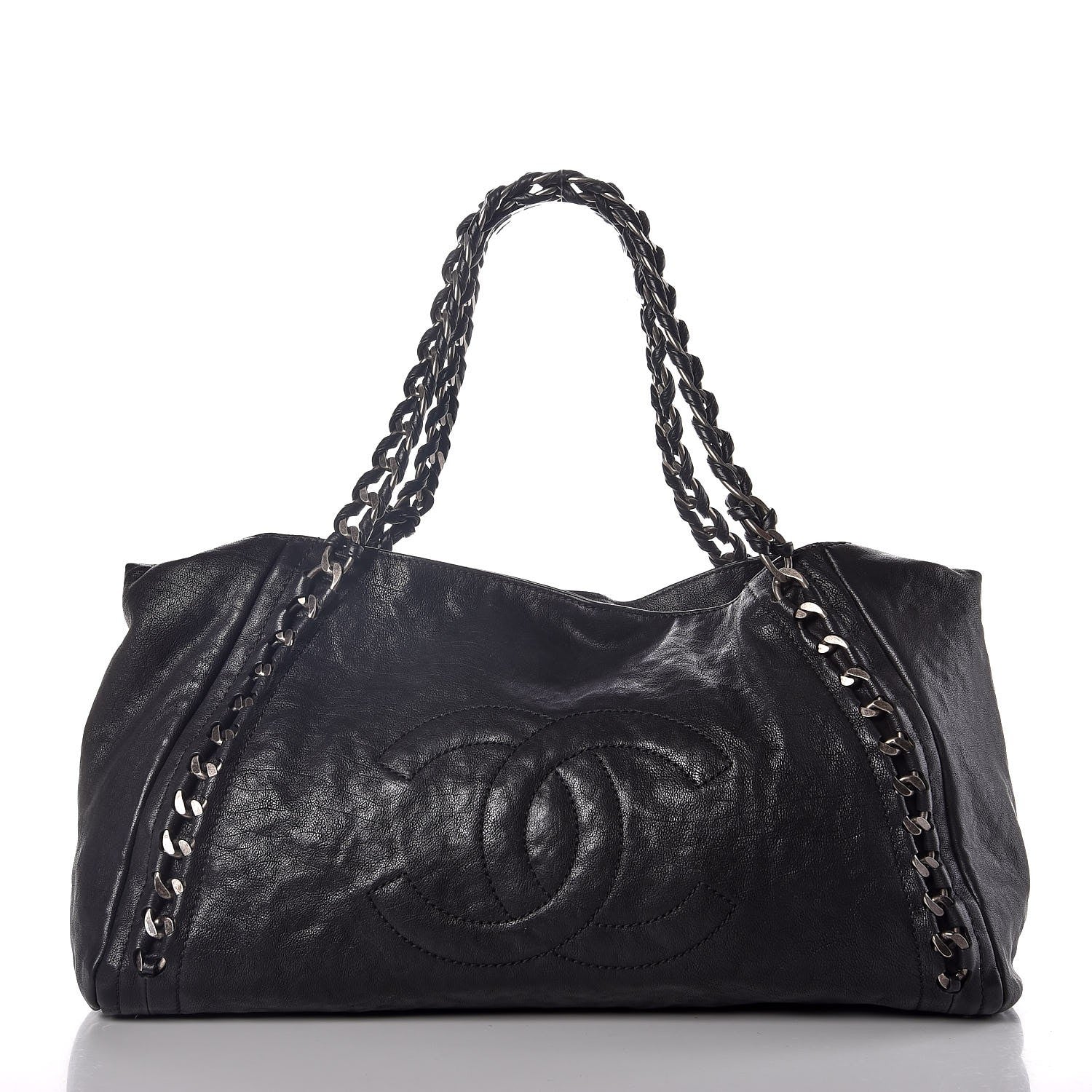 Chanel Glazed Calfskin East West Modern Chain Tote Black 1 of 7
