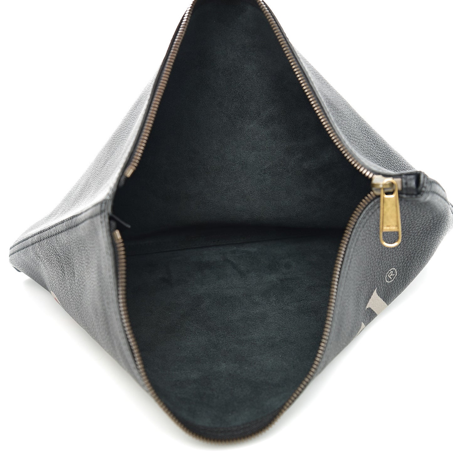Pebbled Calfskin Large Logo Portfolio Clutch Black