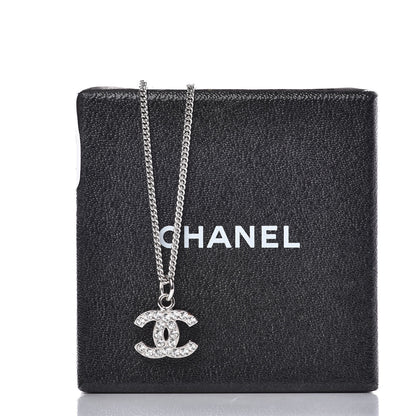 Chanel Crystal Timeless CC Necklace Silver 5 of 5