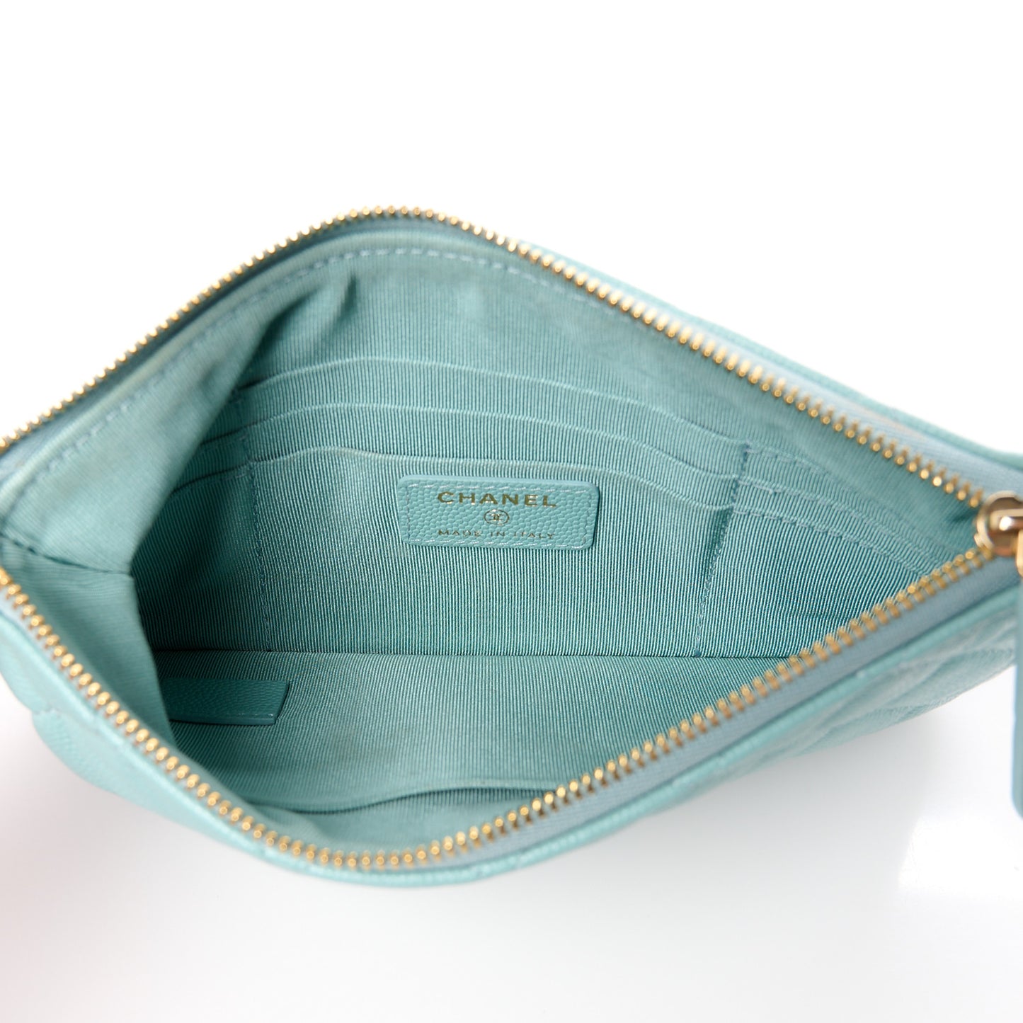 Caviar Quilted Cosmetic Case Light Blue