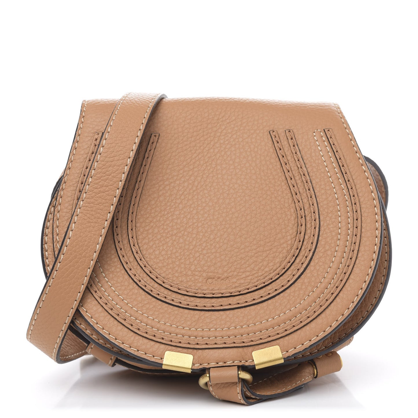 Calfskin Mini Marcie Round Crossbody Bag Nut