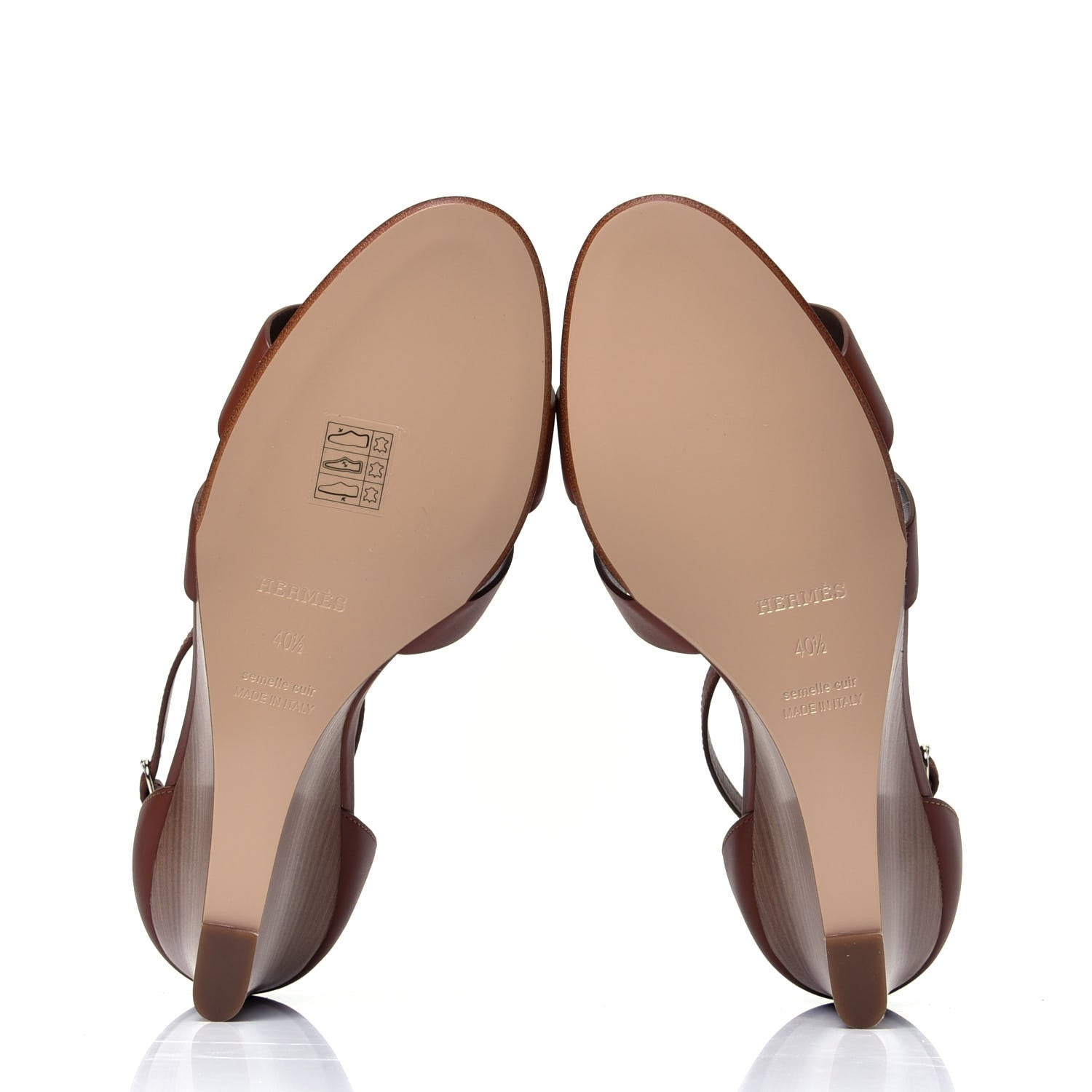 Hermes Calfskin Legend Wedge Sandals 40.5 Gold 8 of 12