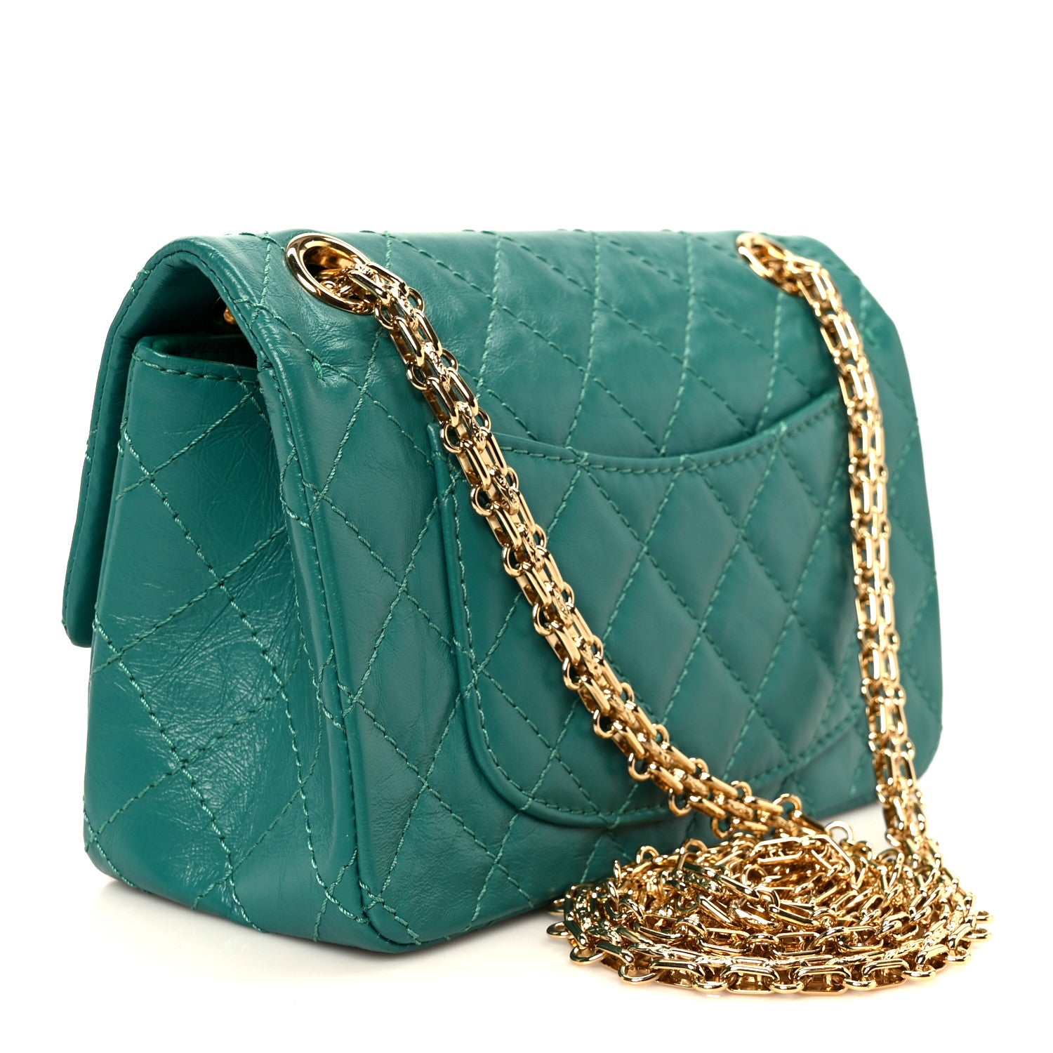 Chanel Aged Calfskin Quilted 2.55 Reissue Mini Flap Green 3 of 10