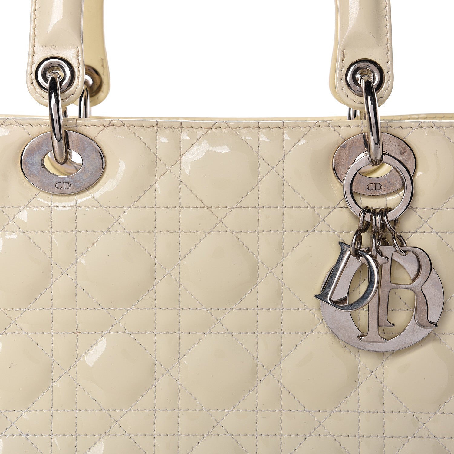 Christian Dior Patent Cannage Large Lady Dior White 8 of 15