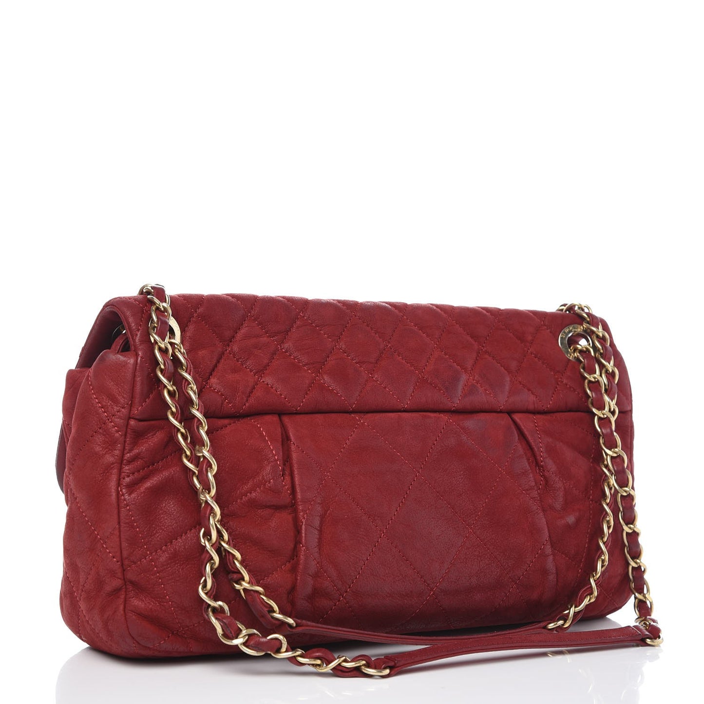 Iridescent Calfskin Large Chic Quilt Flap Red