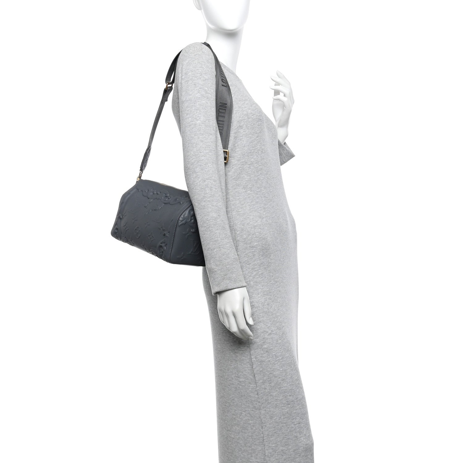 Louis Vuitton Calfskin Debossed Monogram Versailles City Keepall Dark Shadow Grey 2 of 9