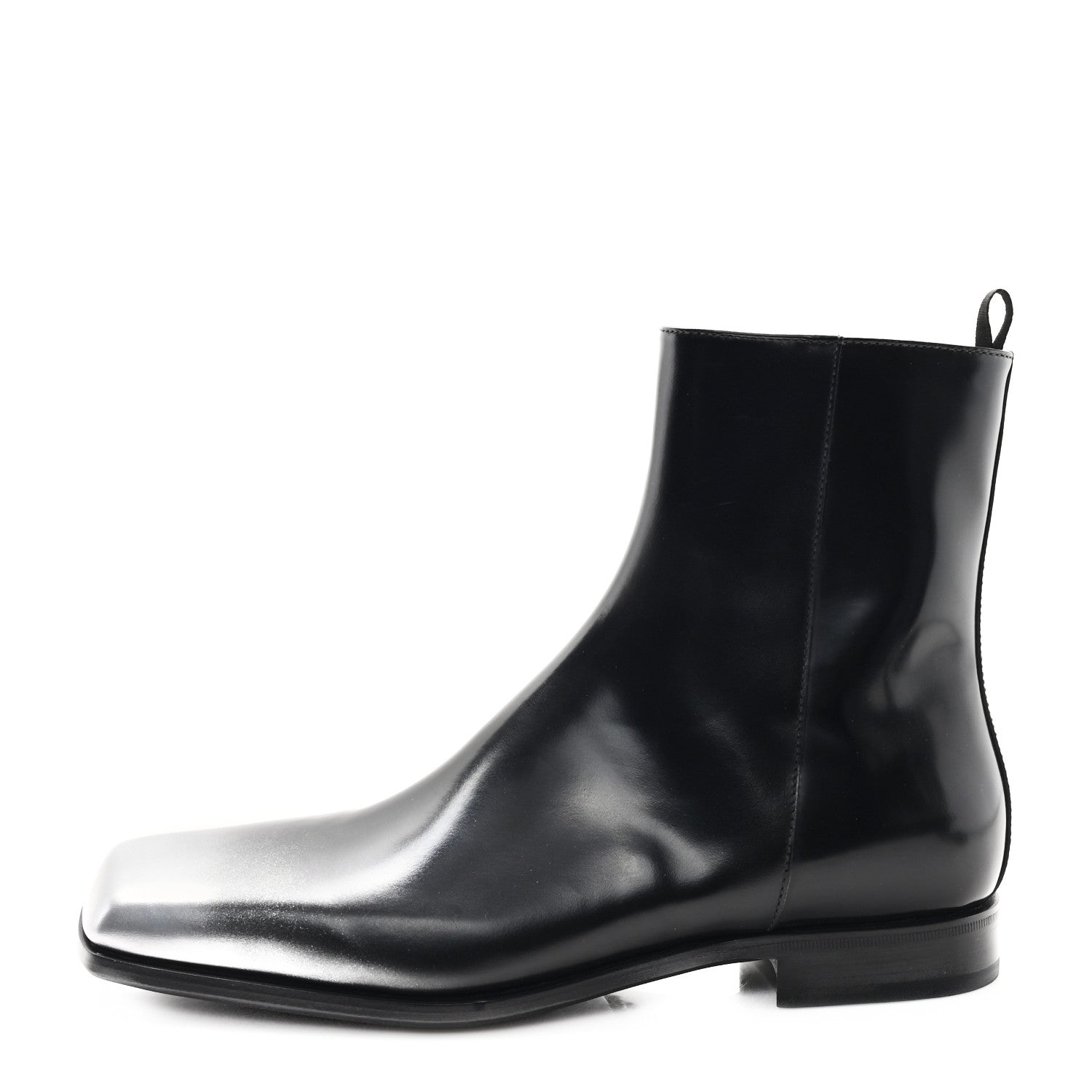 Prada Spazzolato Sfumato Mens Square Toe Ankle Boots 10 Black Argento 1 of 9